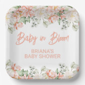 Peach Ivory Beige Neutraal Baby shower Papieren Bordje (Voorkant)