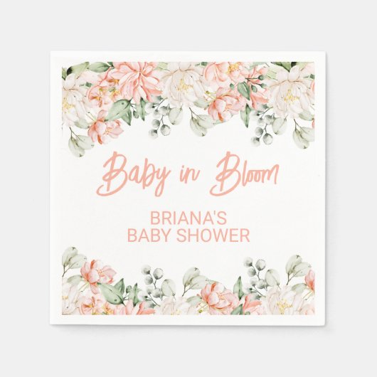 Peach Ivory Beige Neutraal Baby shower Servet (Voorkant)