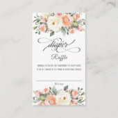Peach ivory Blush Floral Baby shower Diaper Raffle Informatiekaartje (Voorkant)