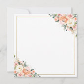 Peach ivory Blush Floral Gold Wedding Square Kaart (Achterkant)