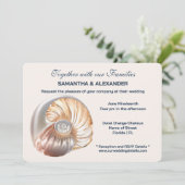 Peach Ivory Conch Shell Elegant Wedding  Kaart (Staand voorkant)