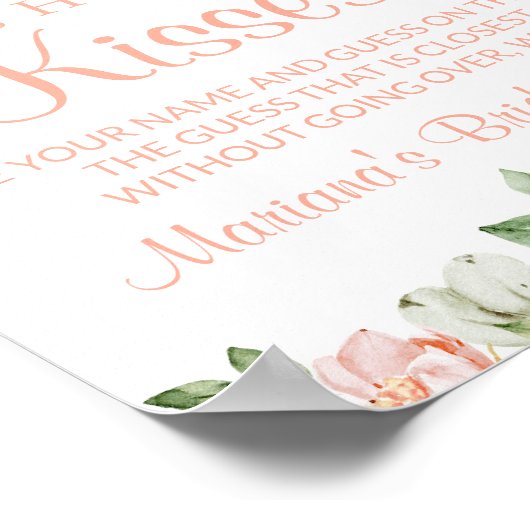 Peach Ivory Floral Kisses Vrijgezellenfeest Spelbo Poster (Hoek)