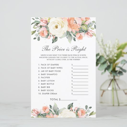 Peach ivory Floral Shower The Price is Right Game (Staand voorkant)