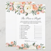 Peach ivory Floral Shower The Price is Right Game (Voorkant / Achterkant)