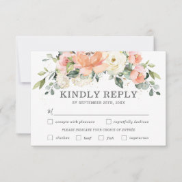 Peach ivory Floral Wedding Meal Choice RSVP-kaart RSVP Kaartje