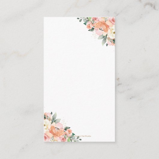 Peach Ivory roze Floral Baby shower Breng boek Informatiekaartje (Achterkant)