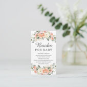 Peach Ivory roze Floral Baby shower Breng boek Informatiekaartje (Staand voorkant)