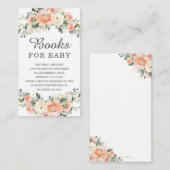 Peach Ivory roze Floral Baby shower Breng boek Informatiekaartje (Voorkant / Achterkant)