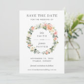 Peach ivory roze Floral Wedding Save the Date Kaar Kaart (Staand voorkant)
