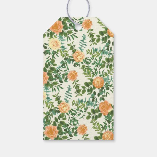 Peach Ivory Wedding  Roos Cadeaulabel (Achterkant)