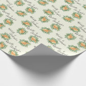 Peach Ivory Wedding Roos Cadeaupapier (Hoek)