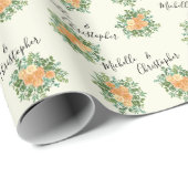 Peach Ivory Wedding Roos Cadeaupapier (Rol Hoek)