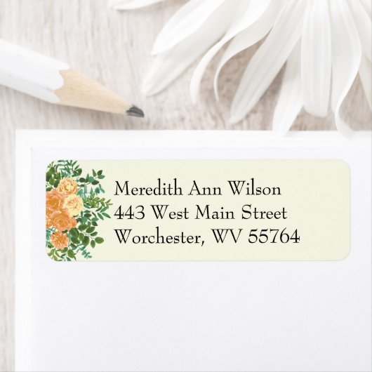 Peach Ivory Wedding Roos Etiket (Insitu)