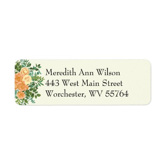 Peach Ivory Wedding Roos Etiket (Voorkant)