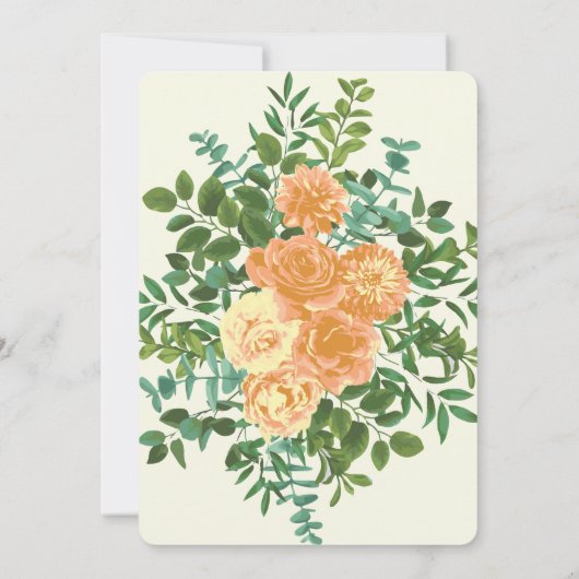 Peach Ivory Wedding  Roos Kaart (Achterkant)