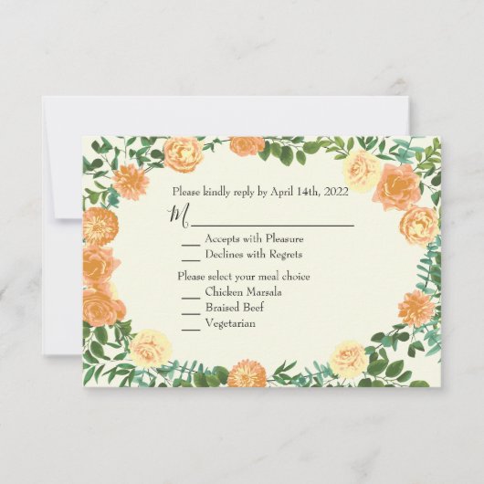 Peach Ivory Wedding Roos Kaart (Voorkant)