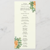 Peach Ivory Wedding  Roos Menu (Achterkant)
