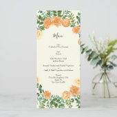 Peach Ivory Wedding  Roos Menu (Staand voorkant)