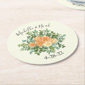 Peach Ivory Wedding  Roos Ronde Kartonnen Onderzetter (Gebogen)