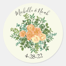 Peach Ivory Wedding  Roos Ronde Sticker