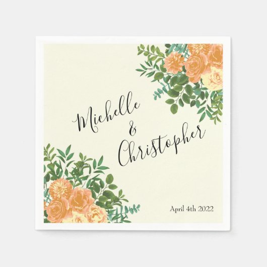 Peach Ivory Wedding  Roos Servet (Voorkant)