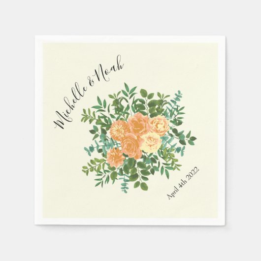 Peach Ivory Wedding  Roos Servet (Voorkant)
