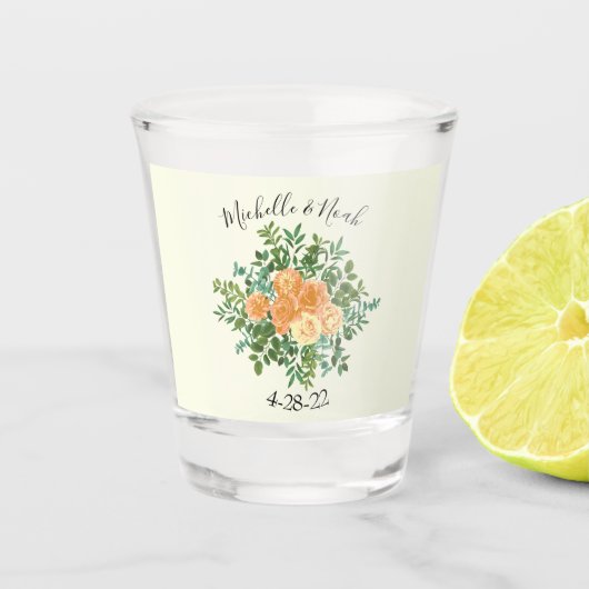 Peach Ivory Wedding  Roos Shot Glas (Voorkant)