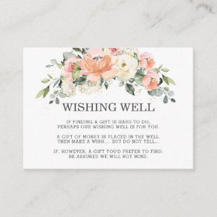 Peach ivory White Pink Floral Weddenschap Goed Informatiekaartje