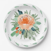 Peach Jade Blauwgroen Floral Waterverf Wedding