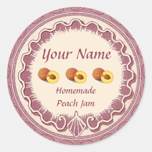 Peach Jam Personaliseer roze Ronde Sticker (Voorkant)