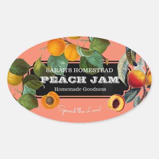 Peach Jam Preserve Label Fruit (Voorkant)
