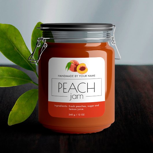 Peach Jam Product Label Sticker Packaging