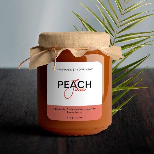 Peach Jam Product Label Sticker Packaging