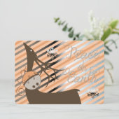 Peach Jingle Bells Stripe Deer Kerstmis Feestdagenkaart (Staand voorkant)