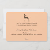 Peach Jingle Bells Stripe Deer Kerstmis Feestdagenkaart (Achterkant)