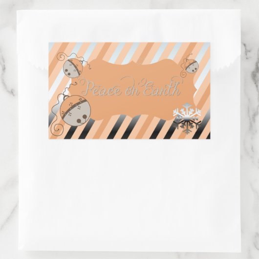 Peach Jingle Bells Stripe Rectangle Sticker (Tas)