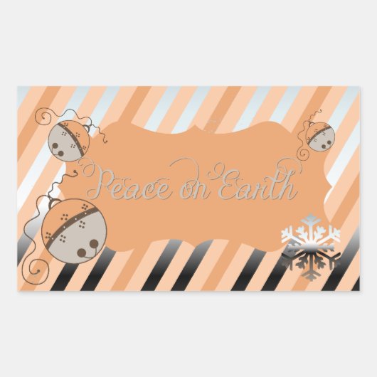Peach Jingle Bells Stripe Rectangle Sticker (Voorkant)