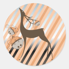 Peach Jingle Bells Stripe Round Sticker