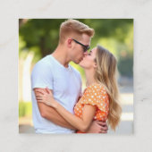 Peach kalligrafie QR code RSVP foto val bruiloft Informatiekaartje (Achterkant)