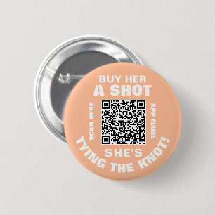 Peach koop haar een schot dat ze de knoop QR Cod Ronde Button 5,7 Cm