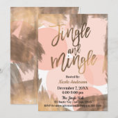 Peach Koper Brons Moderne Jingle & Mingle Party Kaart (Voorkant / Achterkant)