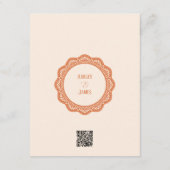 Peach Lace Details Reception Information Wedding Informatiekaartje (Achterkant)