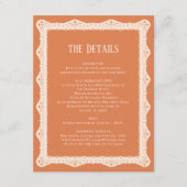 Peach Lace Details Reception Information Wedding  Informatiekaartje (Voorkant)