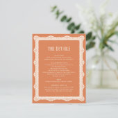 Peach Lace Details Reception Information Wedding Informatiekaartje (Staand voorkant)