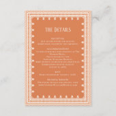 Peach Lace Details Reception Information Wedding Informatiekaartje (Voorkant)
