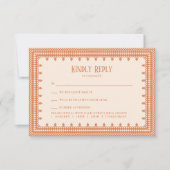 Peach Lace Elegant Wedding Invitation, RSVP Kaartje (Voorkant)
