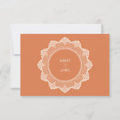 Peach Lace Elegant Wedding Invitation, RSVP Kaartje (Achterkant)