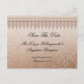 Peach Lace en Damask Bewaar de datum Aankondigingskaart (Voorkant)