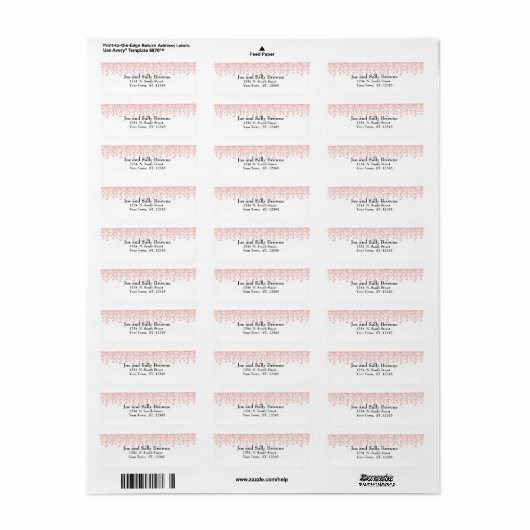 Peach Lace Return Address Labels (Full Sheet)