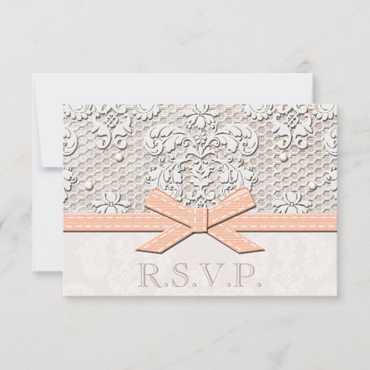 Peach  Lace RSVP Wedding Response Cards (Voorkant)